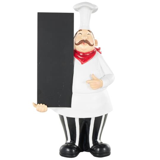 14.5" White with Chalkboard Polystone Chef Decorative Figurine Sculpture